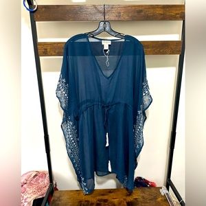 Closet clearout NWOT Quagga Beach Sheer Navy Pullover Cover Up Size OSFM